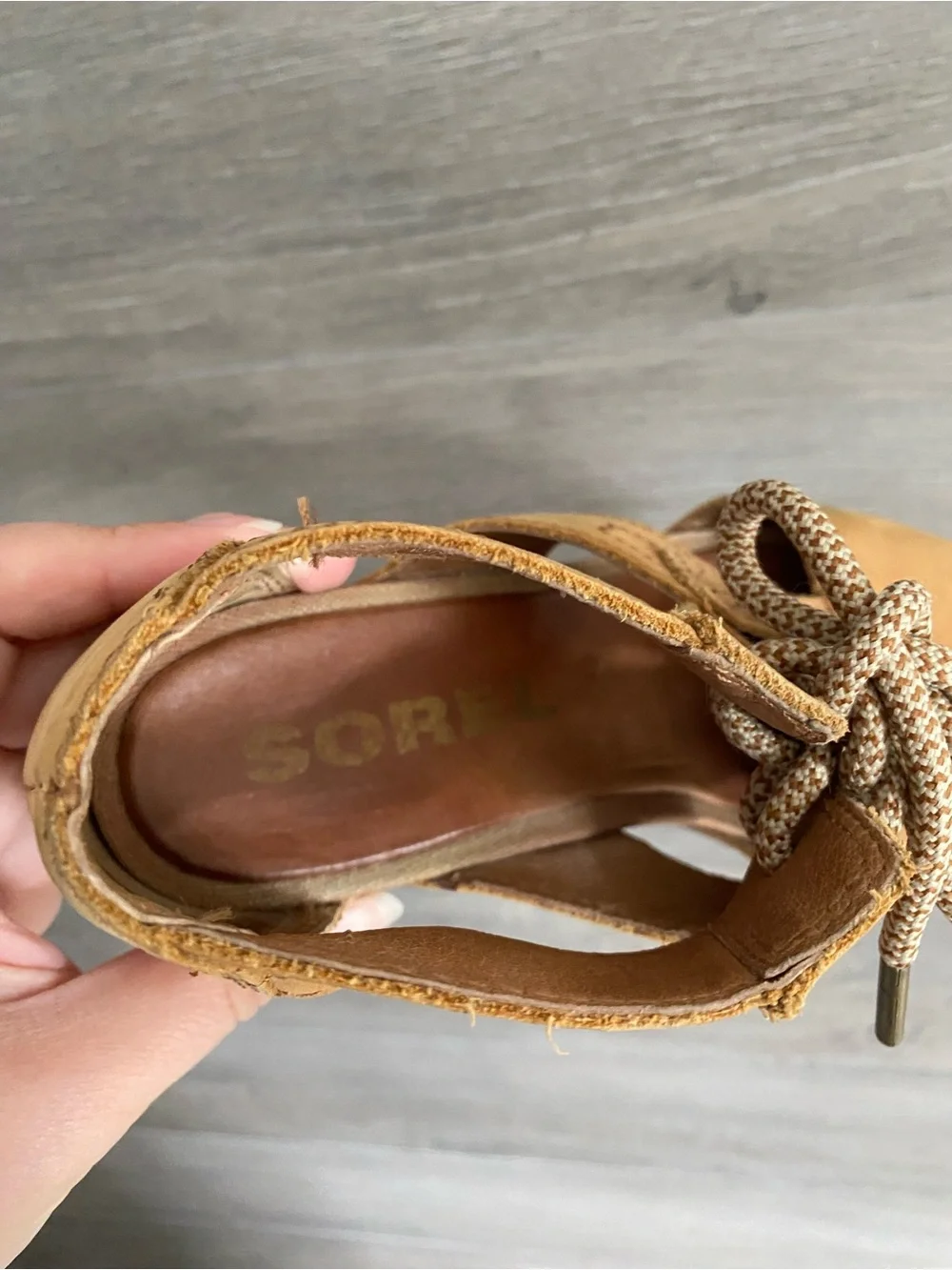 Sorel Joanie Leather Lace Up Wedge Sandals